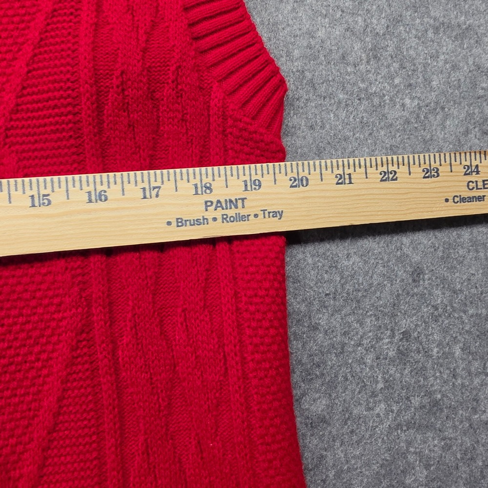 Vintage 70'sEdgeworth Men Red Cable Knit V-Neck Sweater Vest Acrilan Acrylic MG - Picture 7 of 13